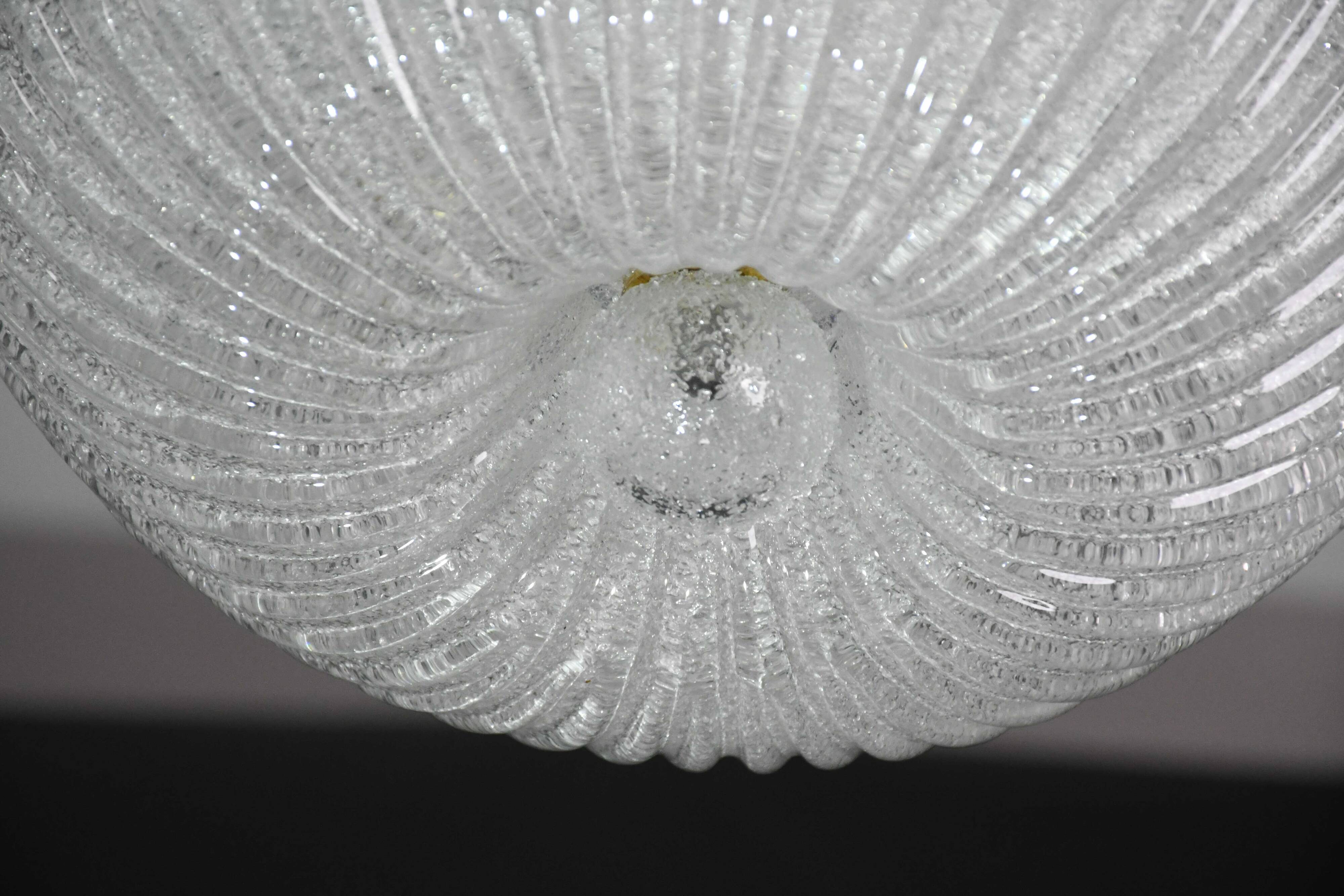 Italian midcentury Murano glass flush mount light Barovier style, 1970s