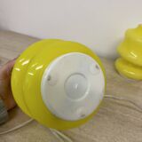Lot de 2 lampes de table en verre jaune Space Age, design ve-art Italie, années 1970