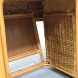Mid-century italian bamboo, rattan and teak desk, 1960s