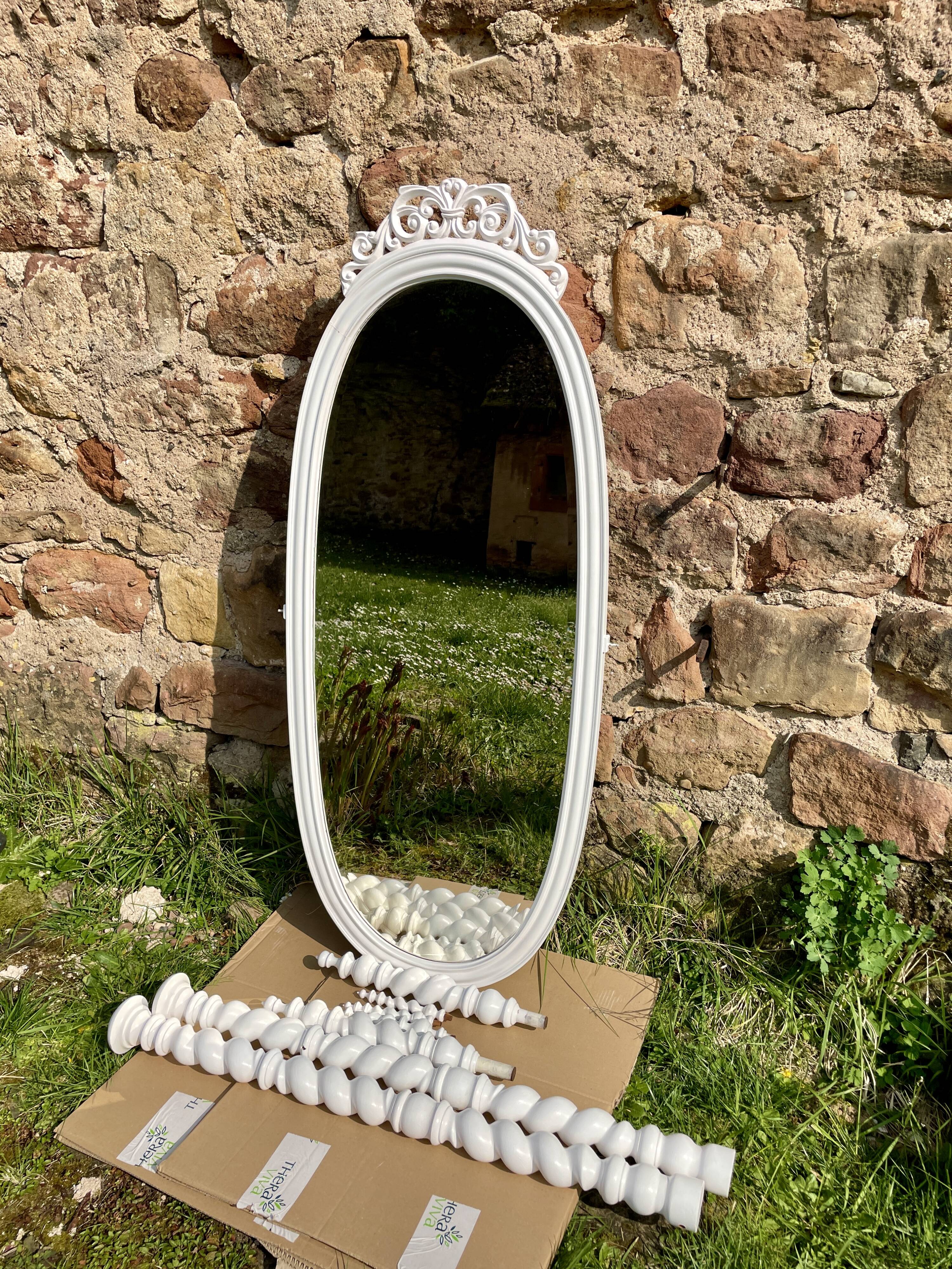 Late 19th century Portuguese wooden mirror, Bilros style - Rare