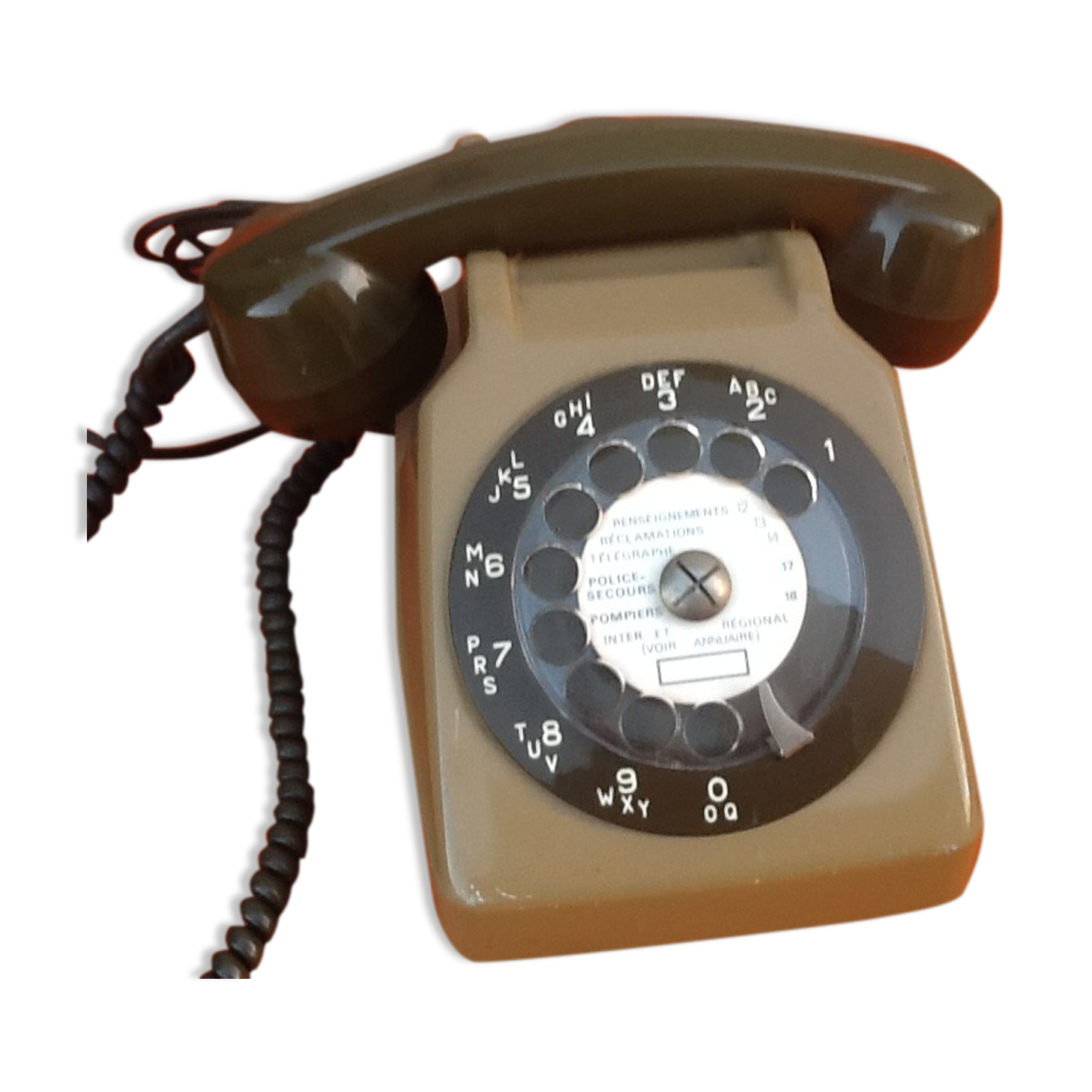 Téléphone Fixe Vintage S63 - Couleurs Marron, Beige, Kaki - Avec Combiné - Fonctionne