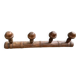 Coat rack in carved and varnished wood, imitation bamboo, 4 hooks