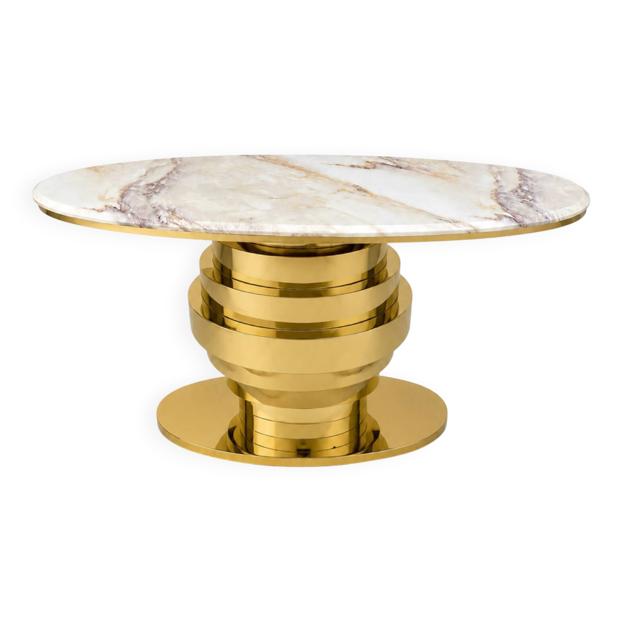Contemporary Console Table Brass and Marble Gold