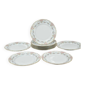 Assiettes plates porcelaine de  limoges de style louis xvi