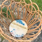 Porte plante en rotin et osier vintage