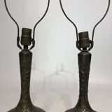Paire de lampes de table en laiton de style oriental milieu du siècle 1960 Hollywood