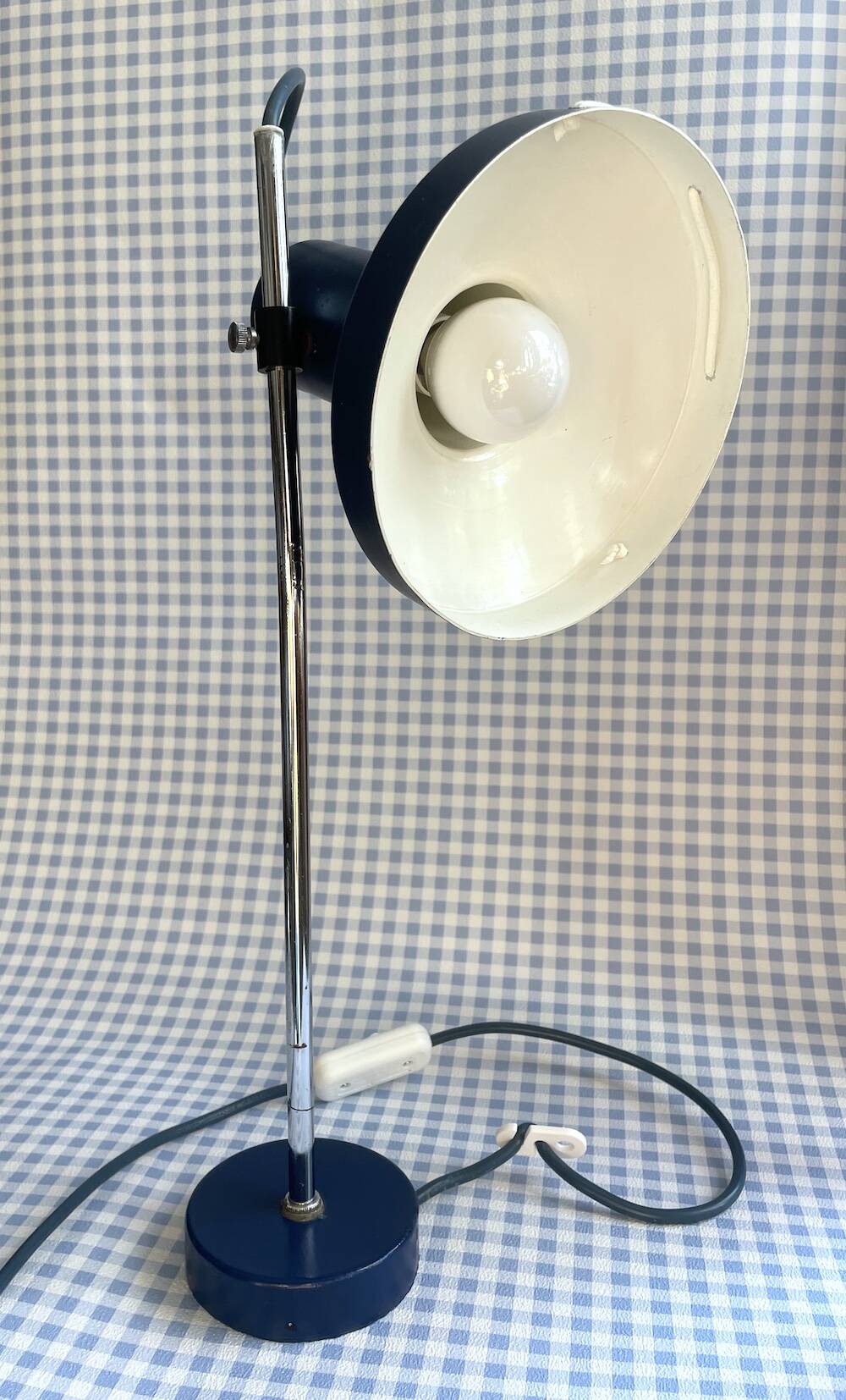 Vintage blue metal desk lamp