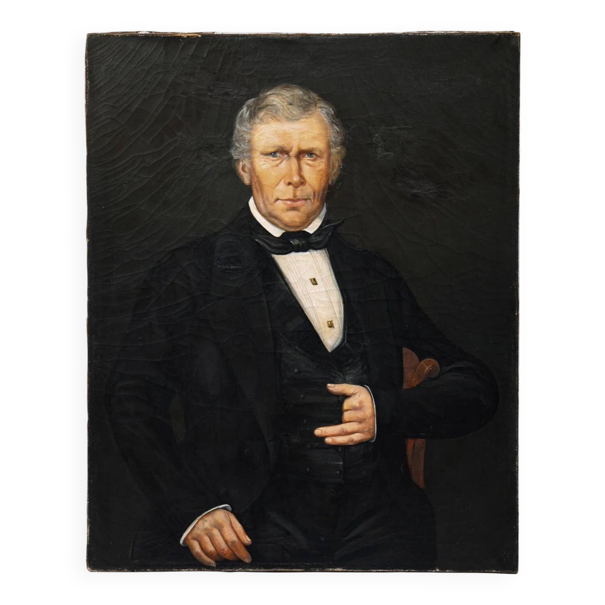 19th-century portrait painting of a dashing gentleman in black