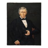 19th-century portrait painting of a dashing gentleman in black