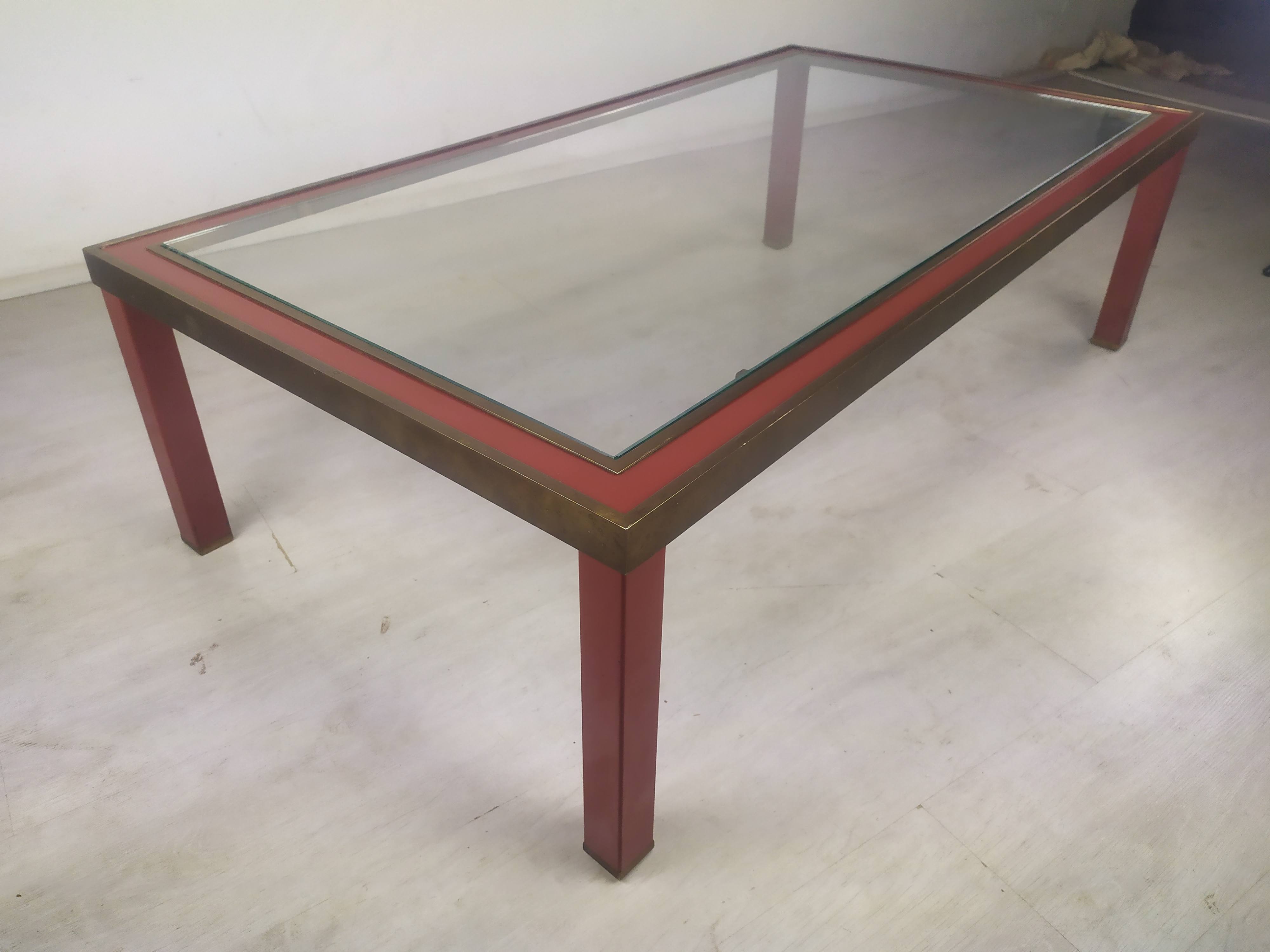 Glass brass coffee table