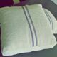 Set of 2 Mid-Century cushions in blue and ivory striped linen, 45.7 cm