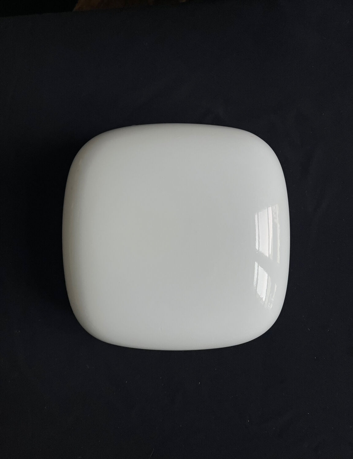 Minimalist square opaline ceiling light or wall lamp.
