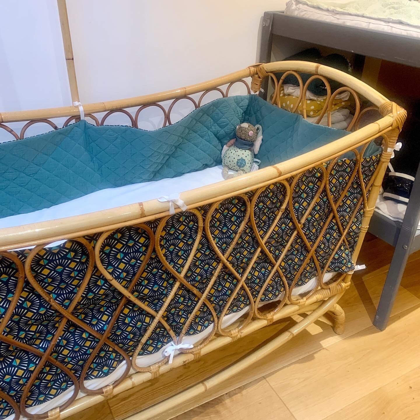 Vintage rattan cradle