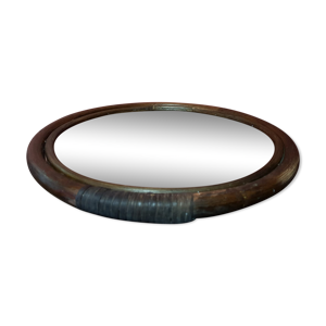 miroir rond en rotin