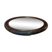 Miroir rond en rotin années 70 vintage 41cm