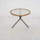 Rohe Noordwolde round glass and rattan side table, The Netherlands 1950's