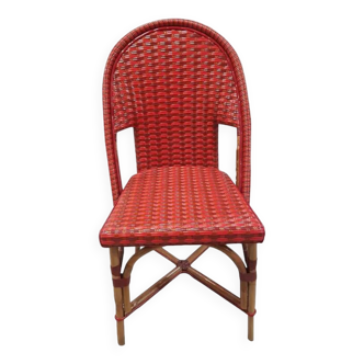 Set of 10 red bistro chairs