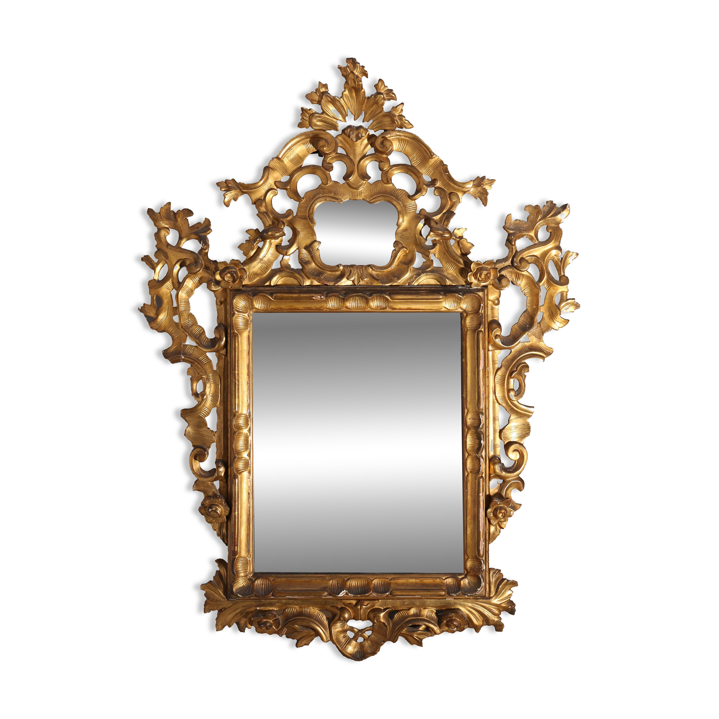 Antique leaded mirror – Gilded wood – Louis XV style – Spain 18th century