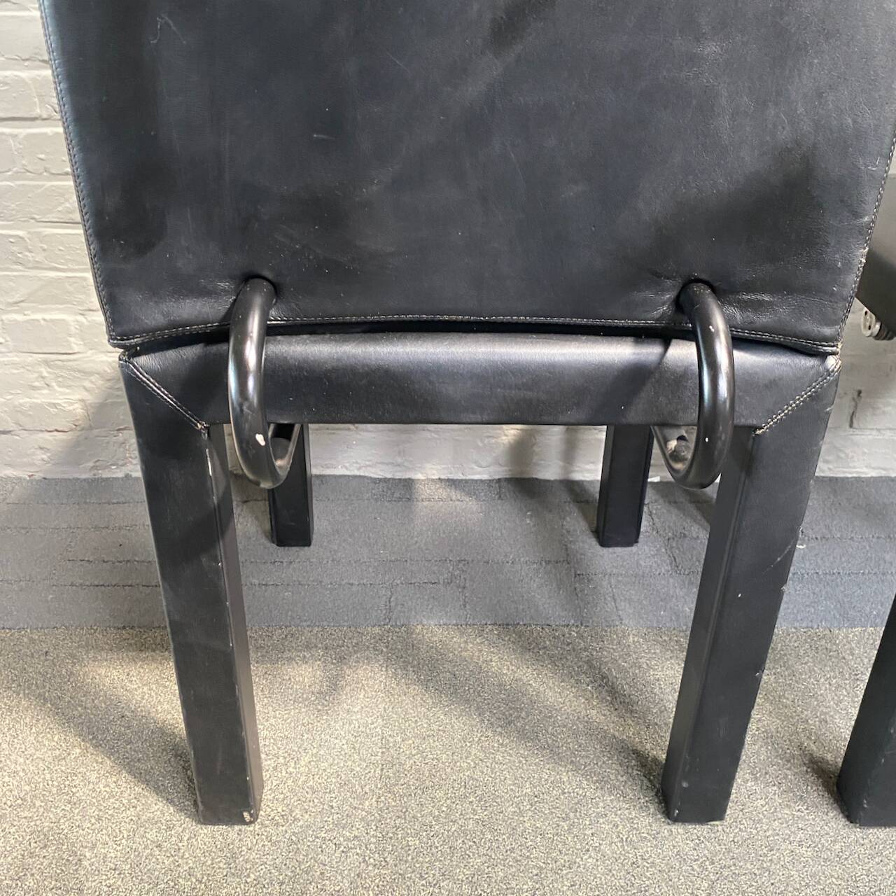 PAIR BLACK LEATHER ARCALLA CHAIRS FOR B&B ITALIA BY PAOLO PIVA - 1990'S