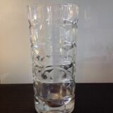 Structured glass faceted vase vintage 70s