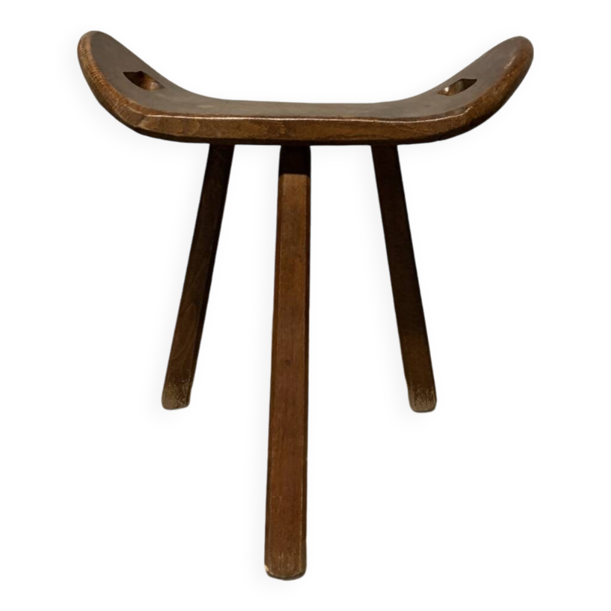 Vintage Wooden Brutalist Tripod Stool
