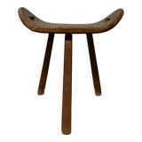 Vintage Wooden Brutalist Tripod Stool