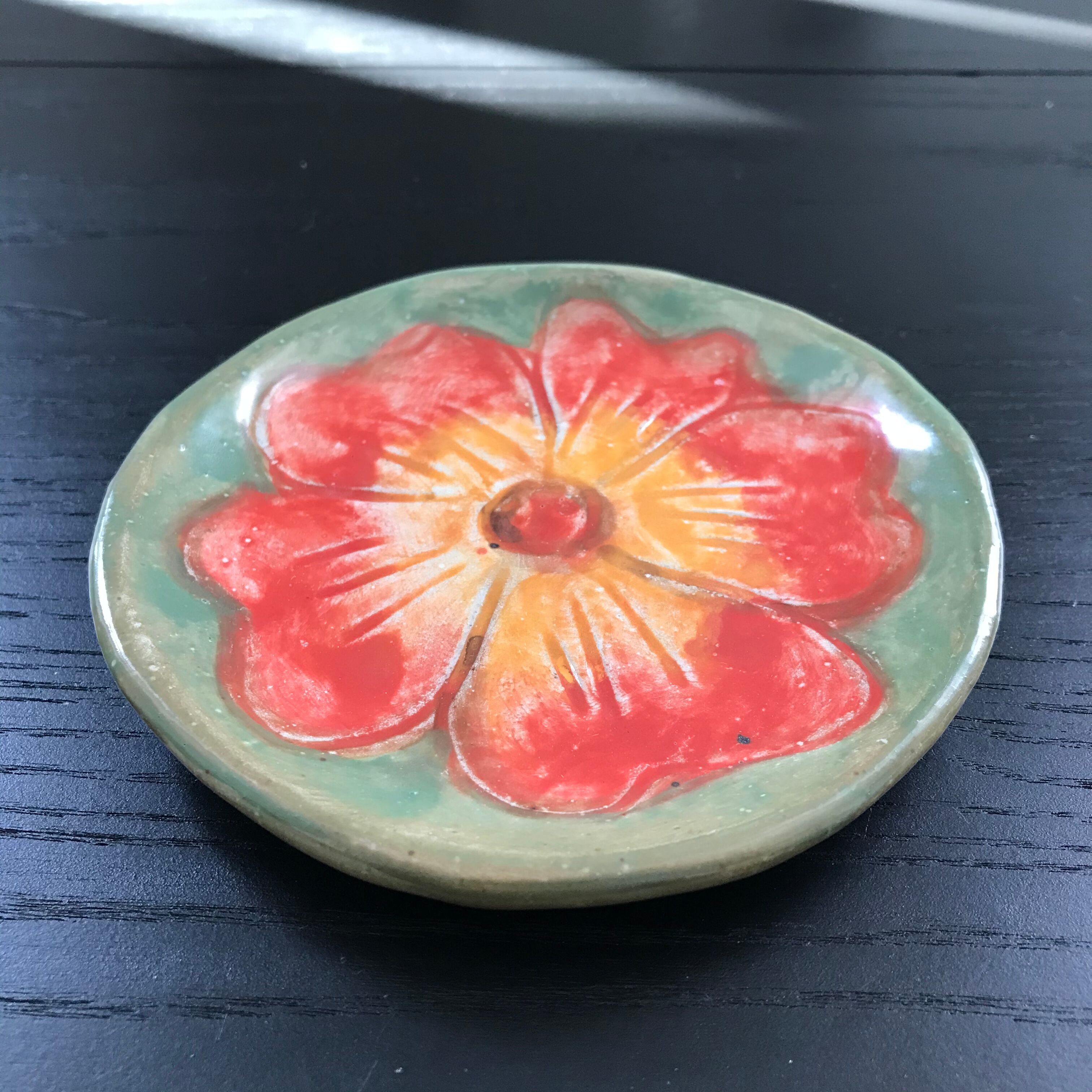 Orange flower trinket tray