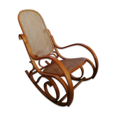 Rocking chair en bois courbé et cannage