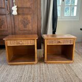 Pair of rattan bedside tables