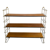 Vintage wood and metal string shelves