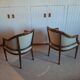 Set of 2 bergere style armchairs - bamboo and white imitation leather - vintage