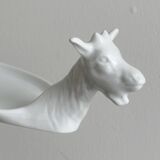Avignon white porcelain dish in the shape of a goat.