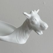 Avignon white porcelain dish in the shape of a goat.