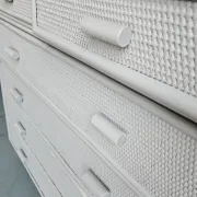 Vintage grey wood and rattan chest of drawers