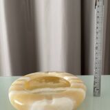 Vintage Onyx Ashtray – Hand-Carved, Natural Honey Tones (ca. 1960s–1970s)