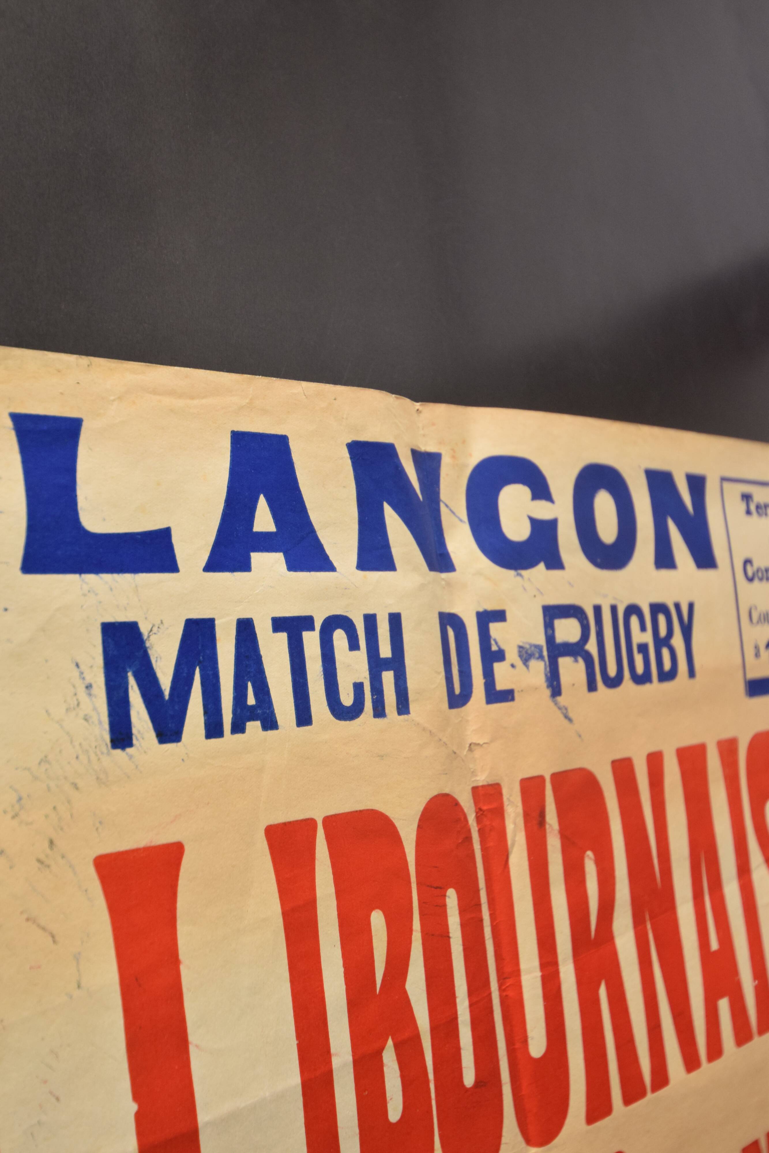 "Rugby Match" poster - City of Langon - 1930s