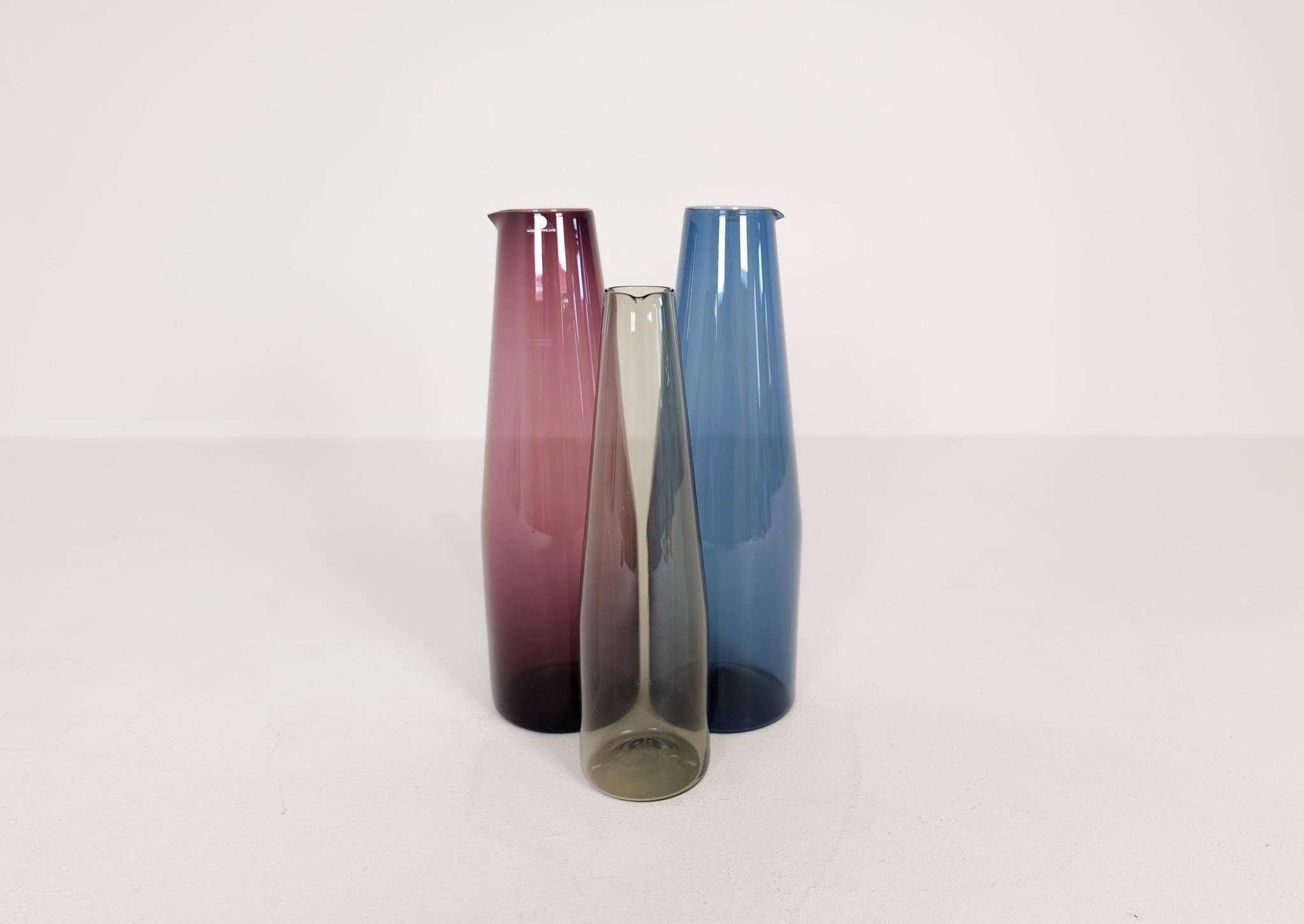 Midcentury Collection of 3 Bird Carafes by Iittala, Timo Sarpaneva, Finland, 1950s