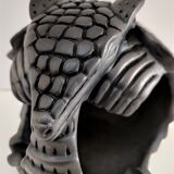 Zoomorphic ashtray armadillo black ceramic signed