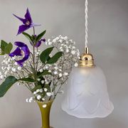 Suspension tulipe vintage en verre dépoli