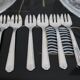 6 oyster plates and its 6 embossed glass forks, 1970s