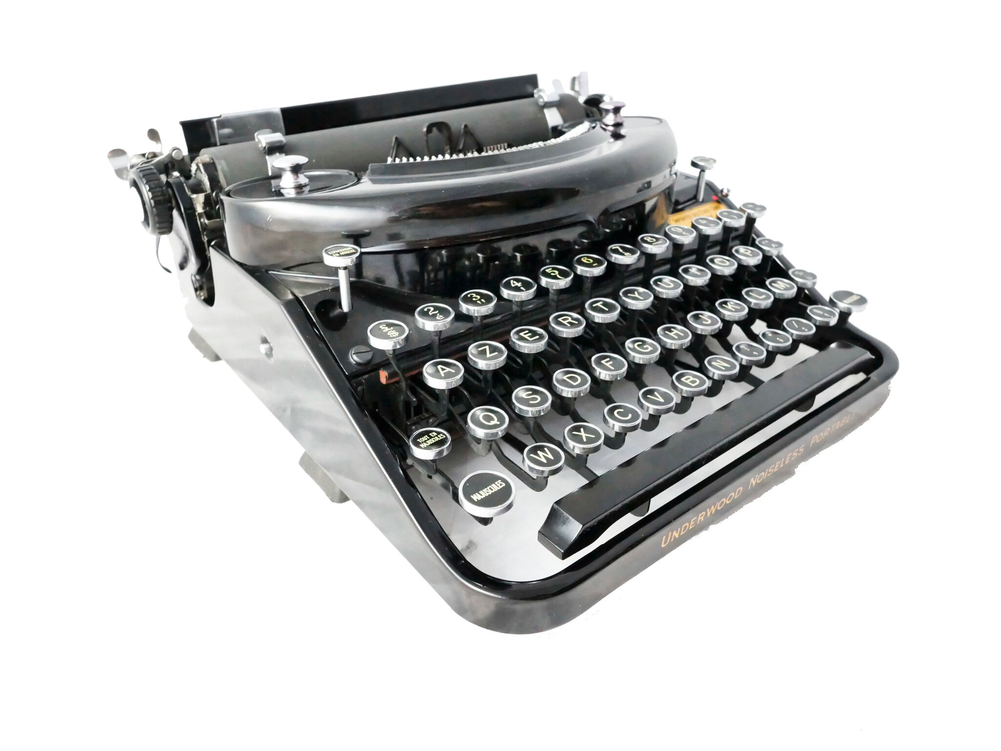 Underwood Noiseless black portable typewriter from 1935 revised new ribbon USA