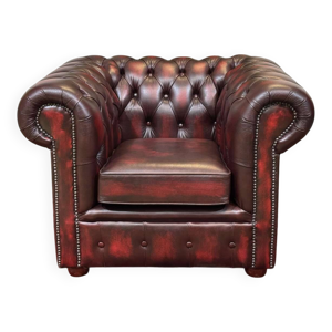 Fauteuil Chesterfield - cuir rouge