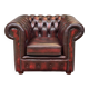 90s red leather Chesterfield armchair