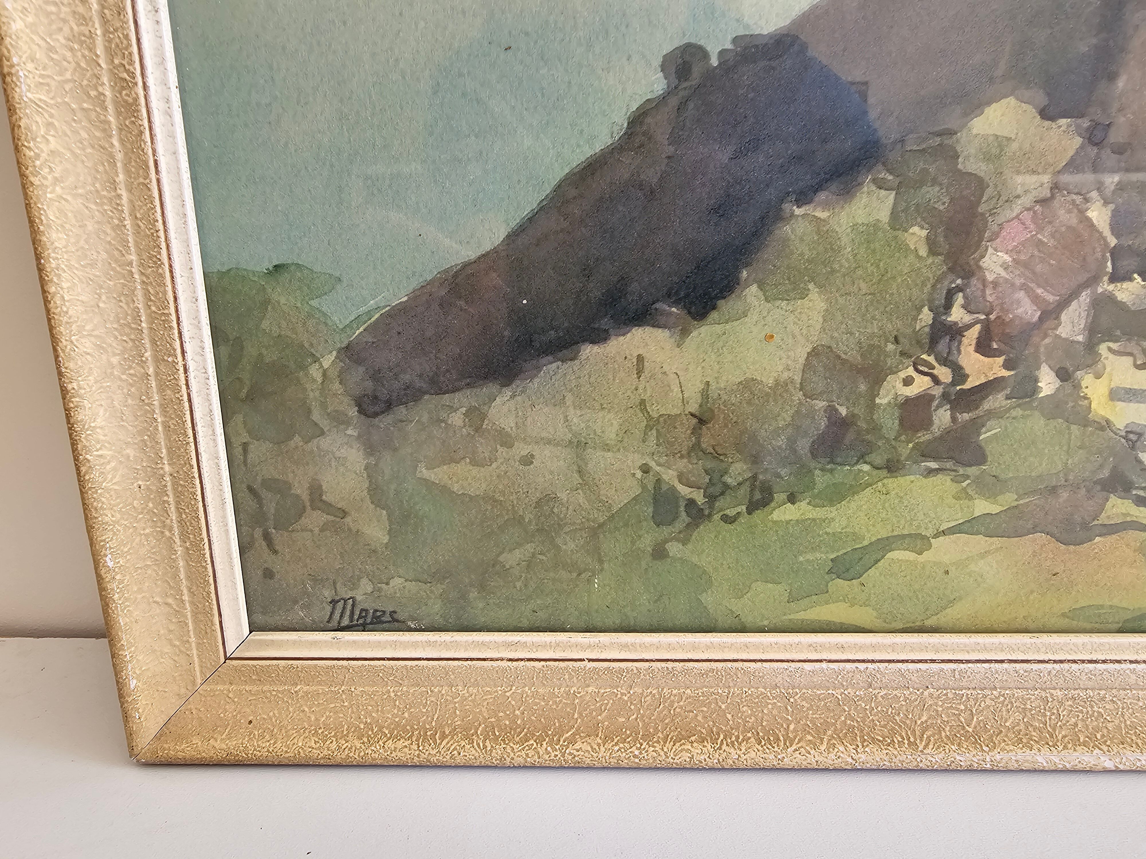 Old lithograph - Landscape Riviera Mediterranean Eze - A. Marc