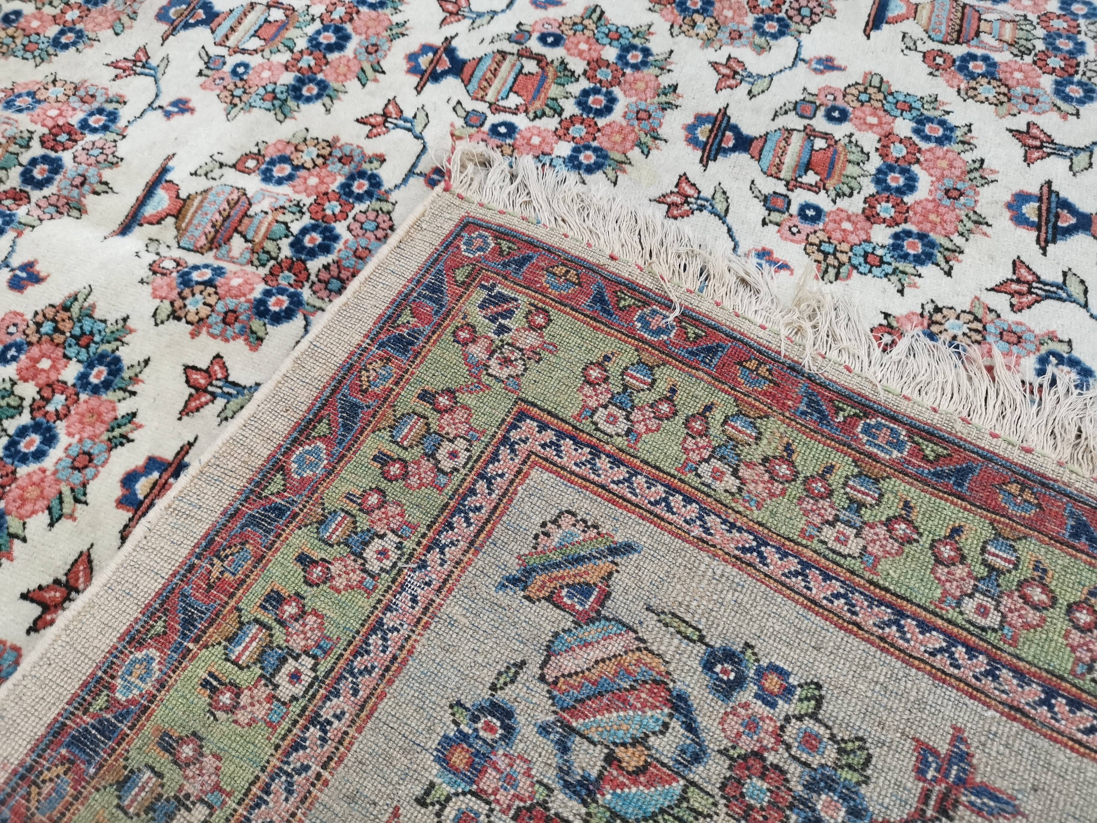 Large and fine tehran persian oriental rug handmade vintage 324 x 210