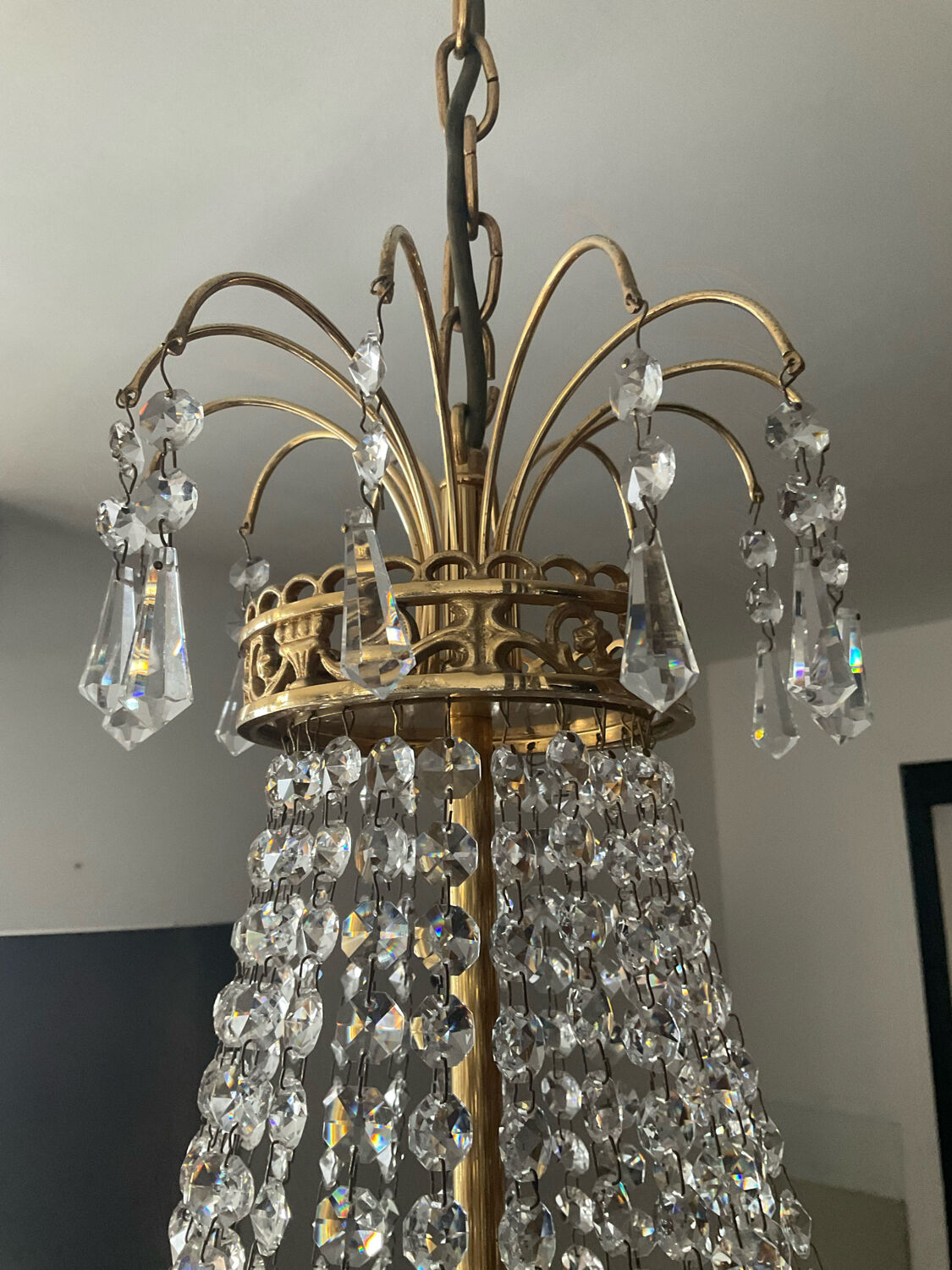 Bronze hot air balloon chandelier and crystal tassels