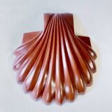 Fruit basket or large storage compartment in exotic wood in the shape of a scallop shell