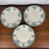 Set of 3 flat and deep plates, "Compiègne" model, Longwy, green