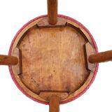 Baumann Low Stool Varnished Beech and Red Faux Leather
