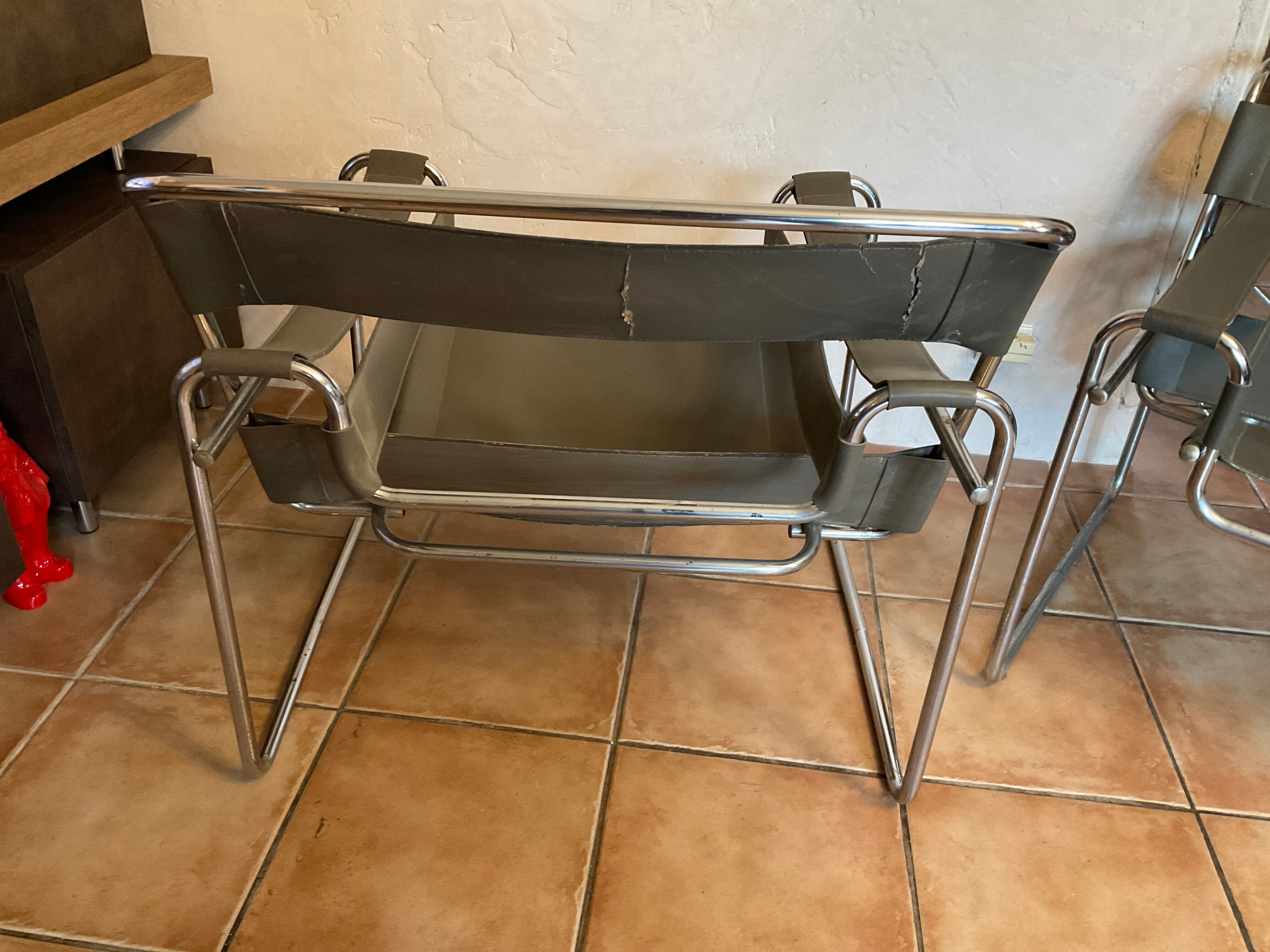 Pair of vintage armchairs B3 vassily by Marcel breuer at the bauhaus circa 1980